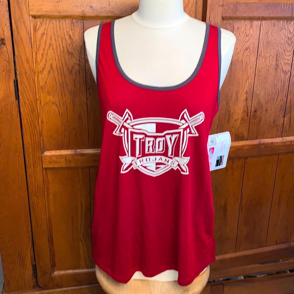🆕TROY TROJANS⚔️Maroon & White Tank♥️Ladies Small